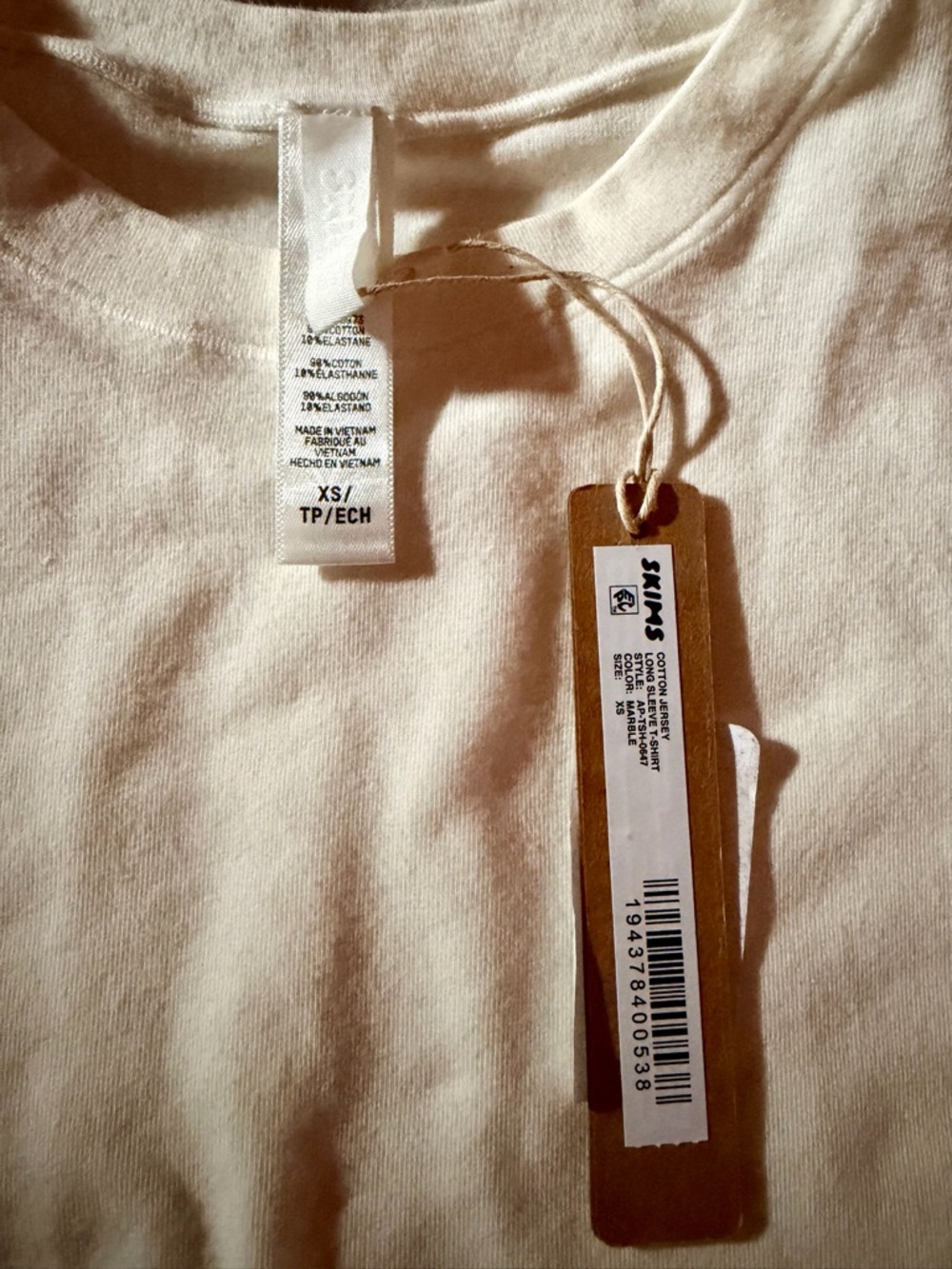 SKIMS Marble Cotton Jersey Sleeve T-Shirt size XS - Picture 5 of 5